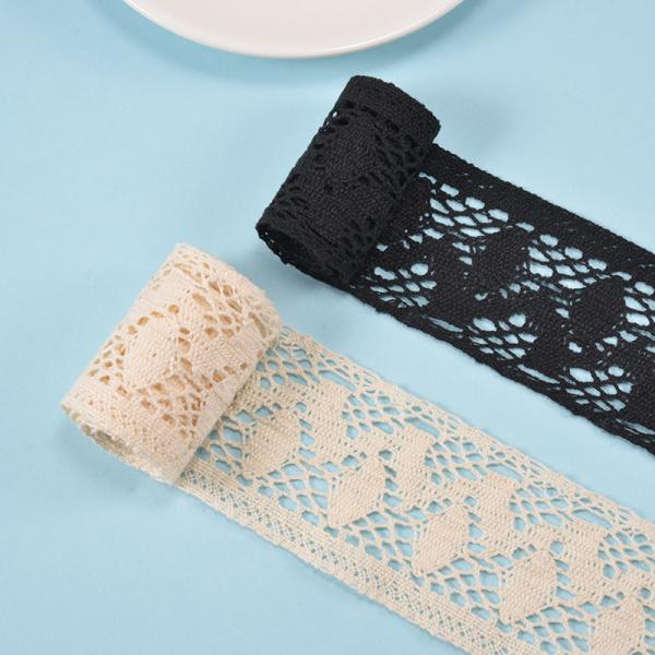 Tecido de algodão preto bordado casamento renda nupcial 5cm largura