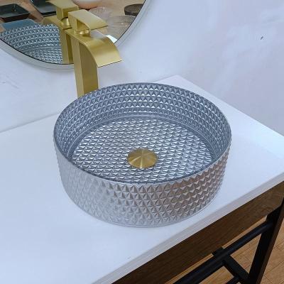 Latest Style Table Top Wash Basins Silver Color , Round Sink Bowl Bathroom 360*360*112mm