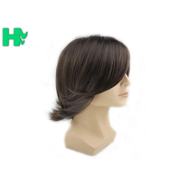 Mens Short Hair Wig Machine Made Tangle Free , Mens Wigs Human Hair