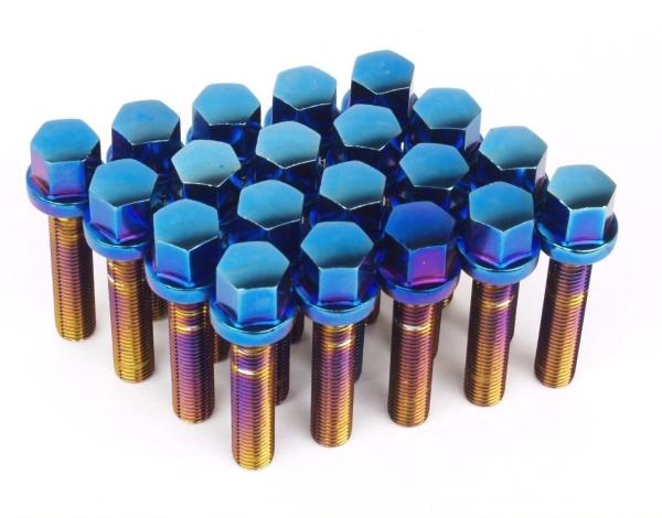 Blue Neon Car Wheel Lug Bolts 0.88 Inch Diameter High Precision For Benz Series
