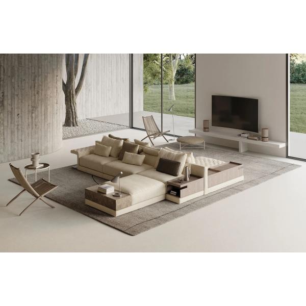 Practical Sectional Double-Sided Fabric Sofa For Multipurpose Large Space