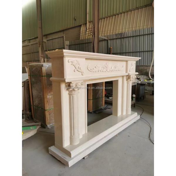 Modern Design White Marble Fireplace Surround for Wall Mounted Installation
