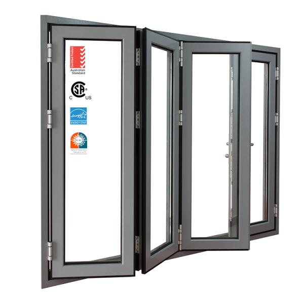 And Low Waterproof Customized Aluminum Alloy Hollow Toughened Glass Folding Doors