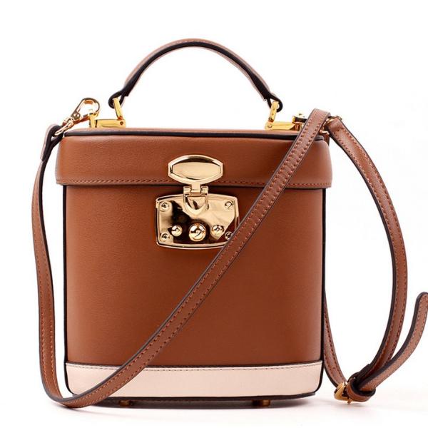 Simple wild retro leather bucket bag leather shoulder bag diagonal female