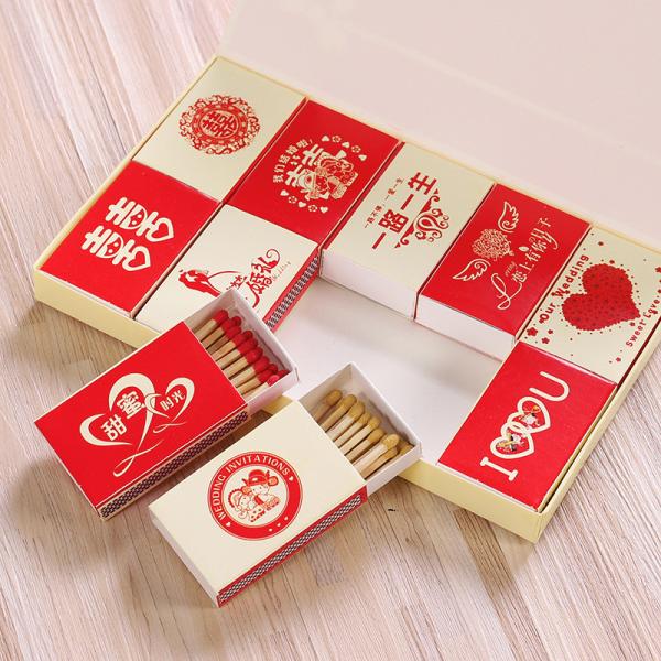 Set Packaging Box Matches Custom Name Logo Printing Hotel Matches Wooden White Black Orange Tip Matches Sticks