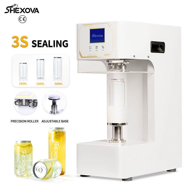 Automatic Can Sealing Machine CE Certified Non Rotating  330ml 500ml Plastic Soda Can Sealer Machine