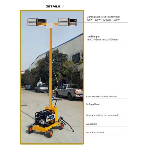 Iluminación móvil de ascensor 360 grados en todas las direcciones de ahorro de energía de ingeniería de iluminación de automóviles exterior lámpara de emergencia diesel