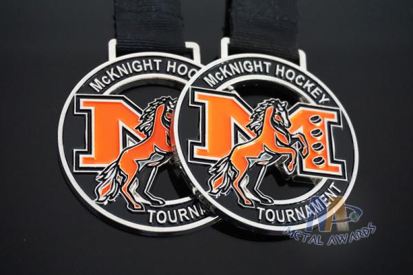 Mcknight Hockey Sports Club Die Cast Medals Medallion With Soft Enamel And Printing Ribbon
