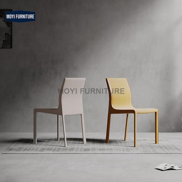 CUSTOM Stainless Steel Legs Upholstered Saddle Leather Dining Chair Modern Italian Design Living Room Restaurant Furniture