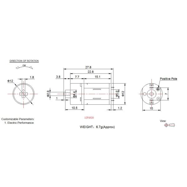 Home Application 12mm Gear Motor , 3v 6v 12v N20 DC Gear Motor For Toy Robot