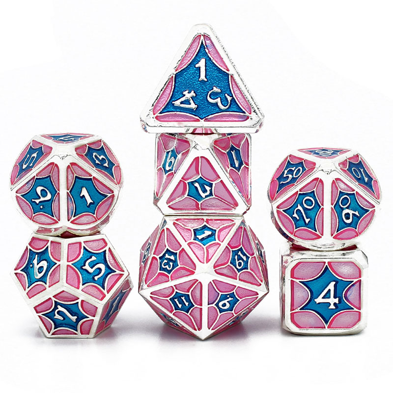 Zinc Alloy Metal Dice Set with Custom Logo and Sharp Edge for DND RPG Games