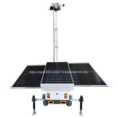 3*400W Solar Panels Mobile Surveillance Trailer Security CCTV Trailer For Public Facilities
