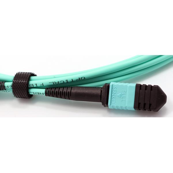 OM3 12F 3.0mm MPO Trunk Cable MPO Female to MPO Female 50 / 125μm With LSZH Aqua 10M Polarity B MPO Fiber Cable