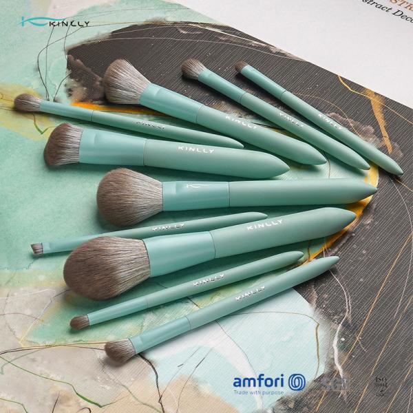 Wooden Handle 10pcs Alu Ferrules Cosmetic Makeup Brush Set