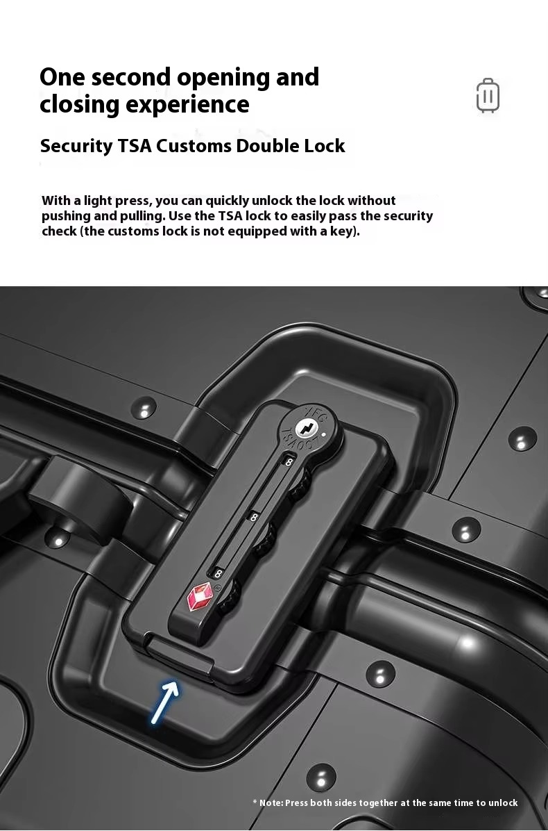 Unisex 18-Inch All Aluminum Alloy Trolley Case Spinner Caster Wheel TSA Lock Waterproof Small Business Boarding Suitcase for
