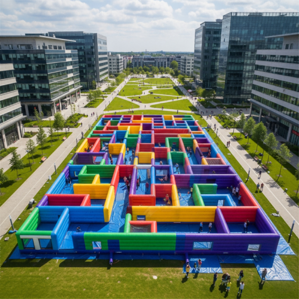 Tonghuan Factory Bouncer Park Giant Bouncy House Inflatable Maze Playground 160+ Person Capacity Durable Certified PVC Outdoor