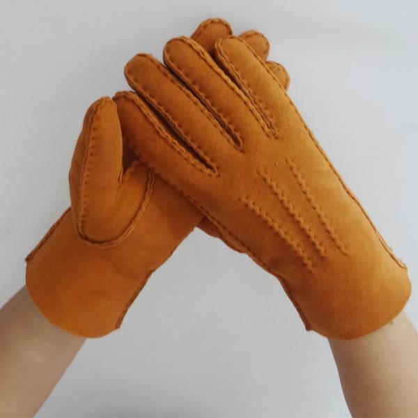 Wholesale High Quality Classic Women Sheep Skin Leather Lamb Fur Winter Warm Gloves