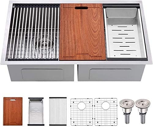 36 Inch Double Equal Bowl Workstation Kitchen Sink R10 Corner