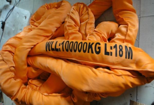 Heavy Duty Round Lifting Slings High Tenacity Wll 100ton Single Tube Sleeve