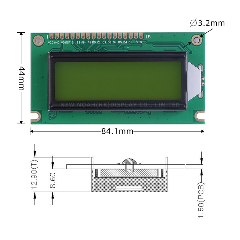 Yellow Green Film 12232B1 LCD Screen High Brightness Screen LCD Screen Display Module 18PIN Standard Interface