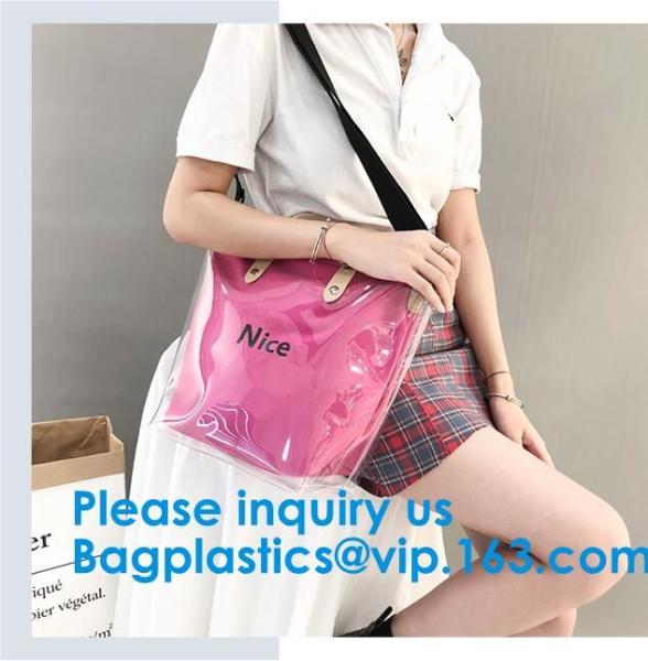 Fashion Ladies Rainbow Hologram Laser PVC Handbag Beach Shoulder Bag Shopping Tote Bag For Women