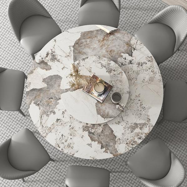 Stainless Steel Rock Board Dining Table 75cm High Rotate