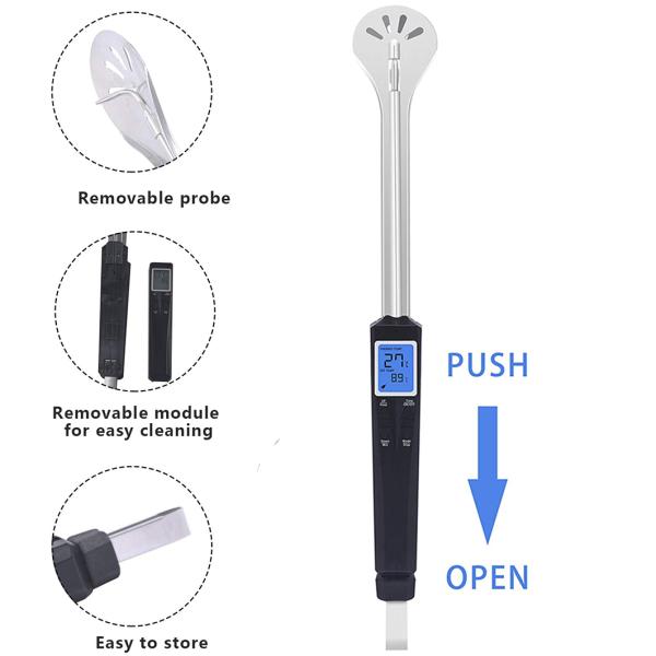 схват еды нержавеющей стали БАРБЕКЮ 43cm*6cm*6cm с термометром