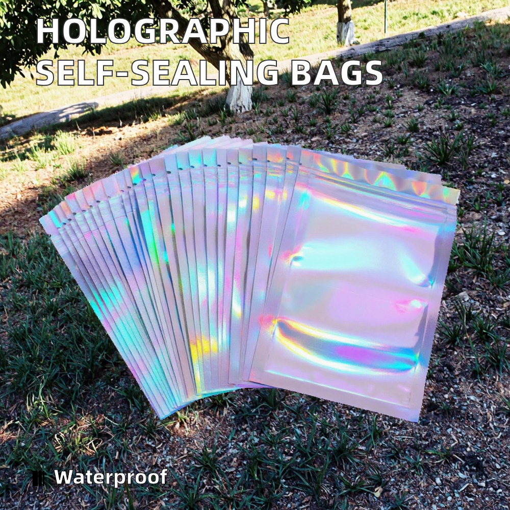 Custom Perforated Heat Seal Zipper Self-Sealing Moisture Proof Holographic Pouch for Jewelry Phone Cases  Packaging