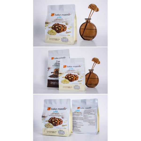 Customized Flat Bottom Cookie Packaging Pouch Stand Up Pouch Chocolate Chip Zipper Food Packaging Bag