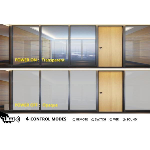 Salle de conférence à très faible atomisation Vidre intelligent Film télécommande Confidentialité Vidre isolation acoustique Panneau de verre trempé transparent
