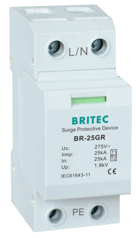 BRITEC BR-25GR 1P 25kA Type 1 Surge Arrester spd Surge Protection Devices Thunder Protector