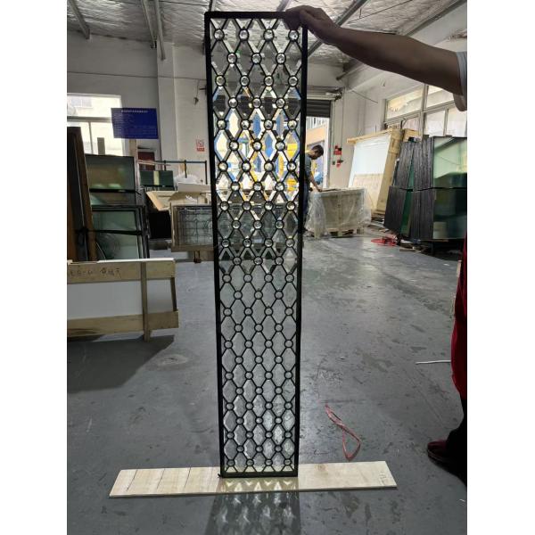 Decorative beveled glass for wood doors  wiht black caming