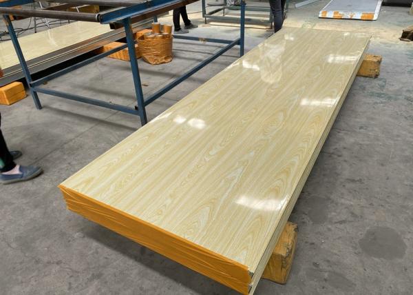 Prefabricated House Metal Surface Wood Grain Rock Wool Sandwich Panel