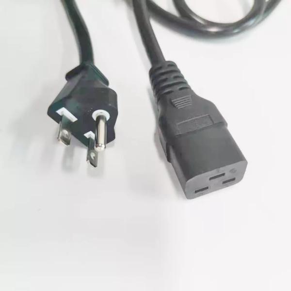 Black Heavy Duty Power Supply Cable Cord 14AWG IEC C14 To NEMA6-15P