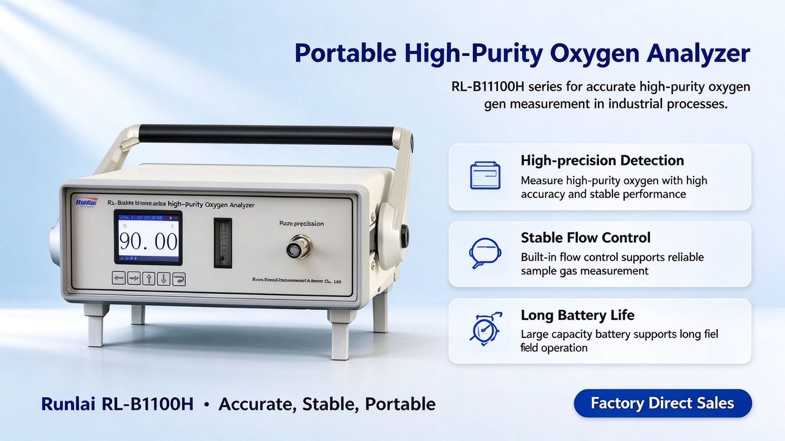 Portable Oxygen Analyzer Handheld O2 Purity Detector Metal Construction Customizable