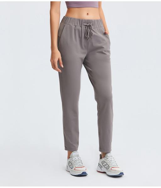                  New Nude Loose Yoga Pants Elastic Draw Rope Straight Leg Casual Fitness Pants for Women             