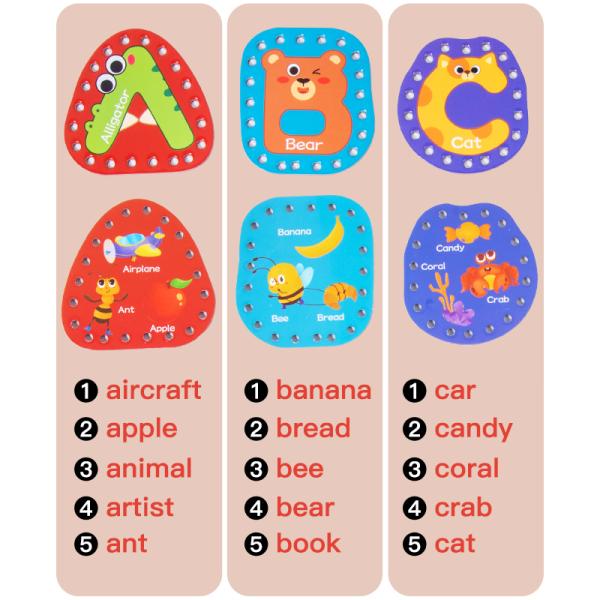 Double Sided Sewing Cards Imagination Development Lacing Toys Games for Children