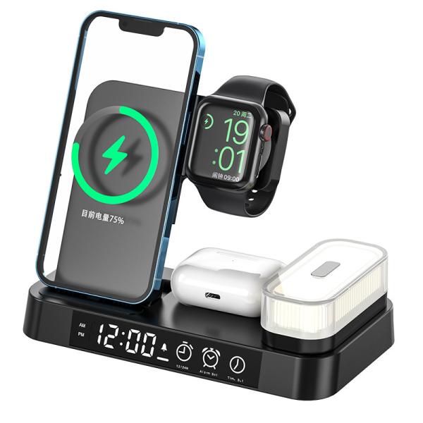 Black Multi Device Qi Charging Station , Wireless Charging Power Station 463g