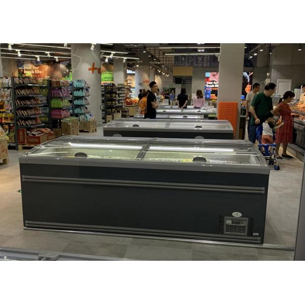 Combined Island Cabinet Supermarket Chest Freezer With Glass Door