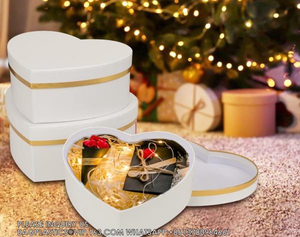 White Gift Boxes With Lids For Present Heart Shaped Flower Boxes For Arrangements Set Of 4 Floral Boxes Packaging
