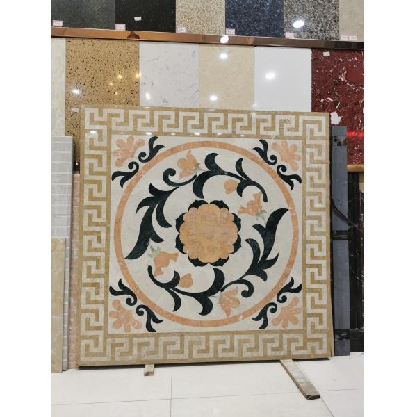 Deluxe Interior Lobby Water Jet Medallion Flower Marble Petterns Decorative Wall