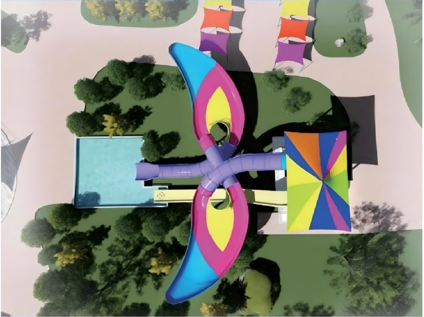 Angel'S Eyes Shape Water Park Slide Wear Resistant 12-18m Height