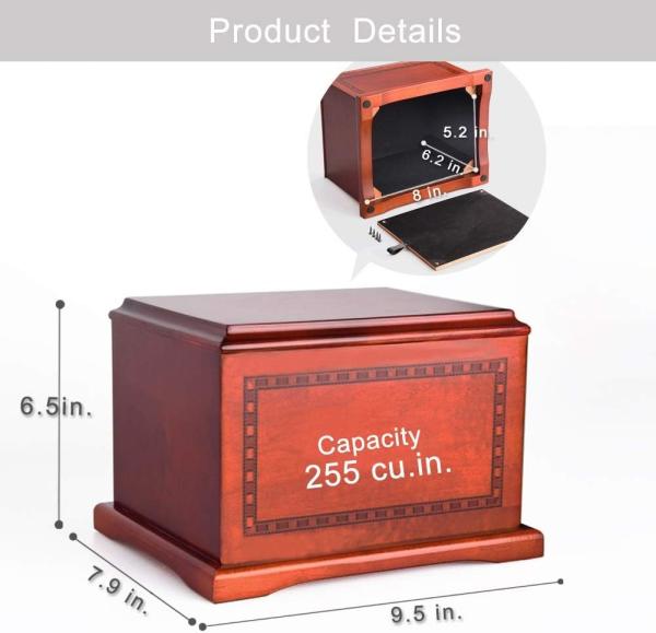 Wood Urn for Human Ashes, Wood Urns Professional Urn For Human Ashes Adults Burial Crematory Funeral Urn