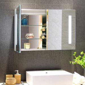 Motion Sensor Rectangle LED Clock Medicine Cabinet Private Label for Bedroom