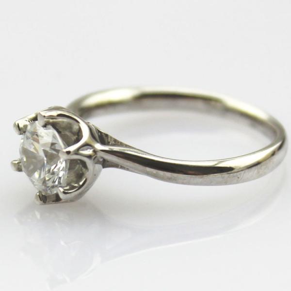 Women Jewelry 925 Silver Ring   Solitaire 6mm Clear Cubic Zirconia（F09-E）