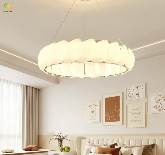 JYLIGHTING Lámpara colgante moderna minimalista de estilo crema para sala de estar, dormitorio, sencilla y moderna, para internet, cálida y romántica, con LED