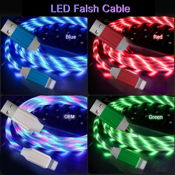 Neon Nightlight Cable Glows While Charging Your Devices Customizable and Durable with TPE Braided Design