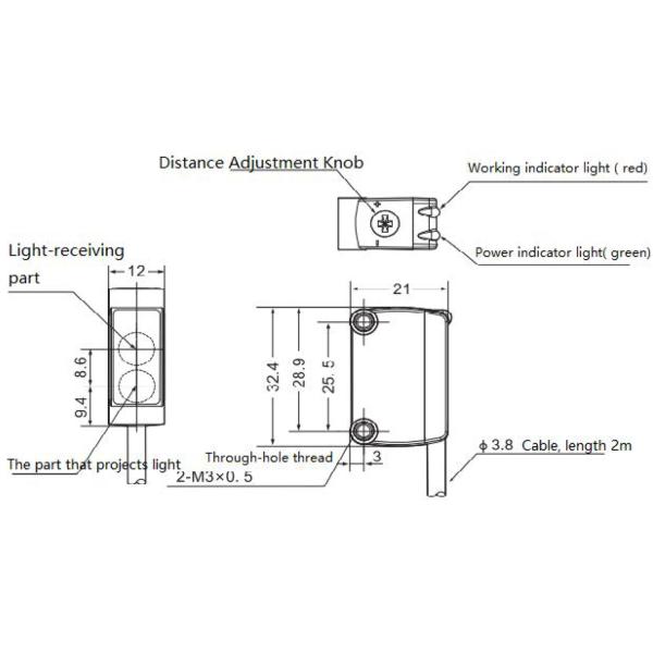 IP67 фотоэлектрические датчики 12-24V постоянного тока с антиинтерферентной конструкцией