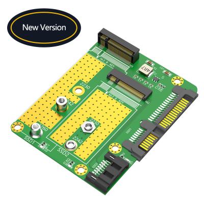 SATA 3.0 22PIN Interface para 2 x NGFF M.2 Key-B Key B + M SATA SSD Adaptador de conversão de cartão com SATA 7Pin cabo de dados