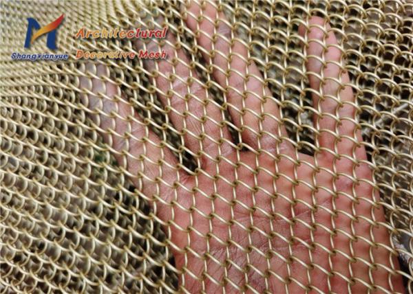 fio dourados Mesh Restaurant Metal Coil Drapery de aço inoxidável de 2.0mm 316